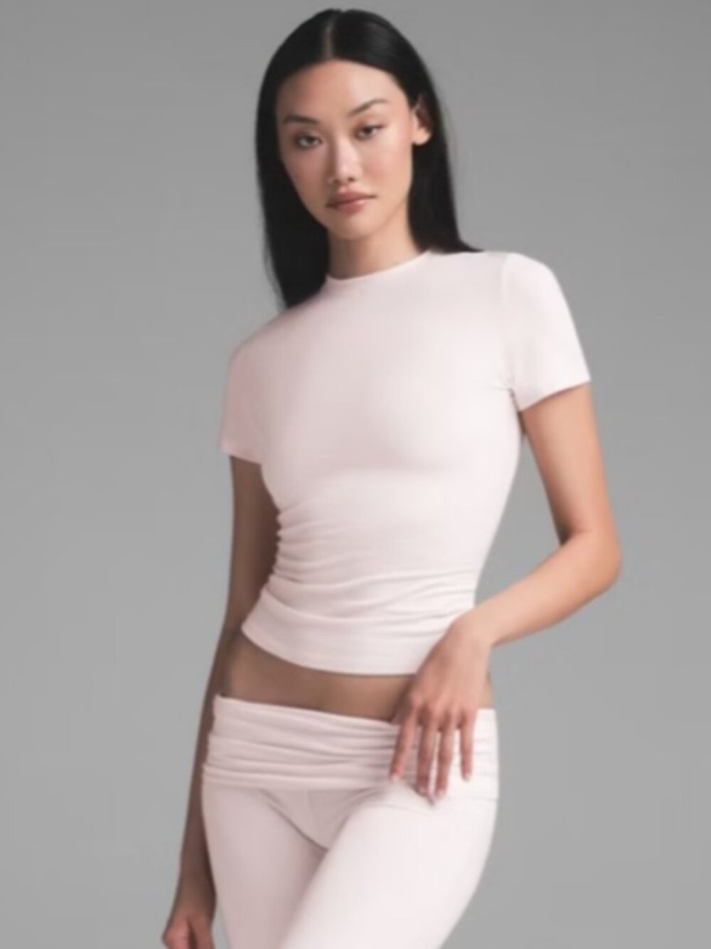 SKIMS Cotton Jersey Barely Pink T-Shirt & Straight Leg Pant Set NWT S M L